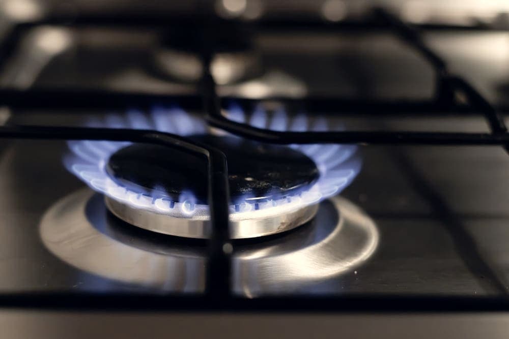 A gas burner flame photographed close up