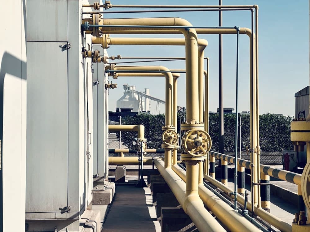 Pipework and valves photographed outdoors
